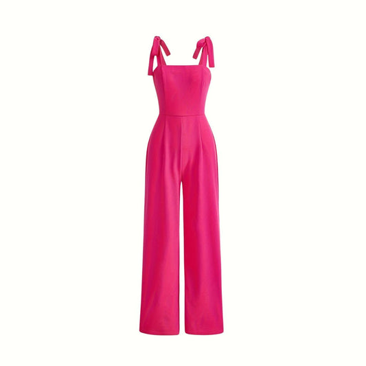 Solid Tie Strap Jumpsuit