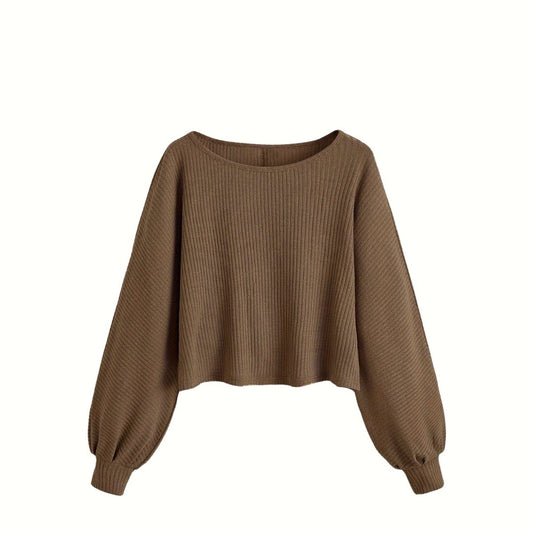 Casual Crew Neck Crop Sweater